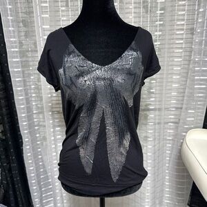 Zara Black and Silver Graphic Tee